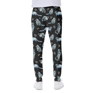 Watercolor Raccoon Pattern Print Scuba Joggers