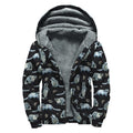 Watercolor Raccoon Pattern Print Sherpa Lined Zip Up Hoodie