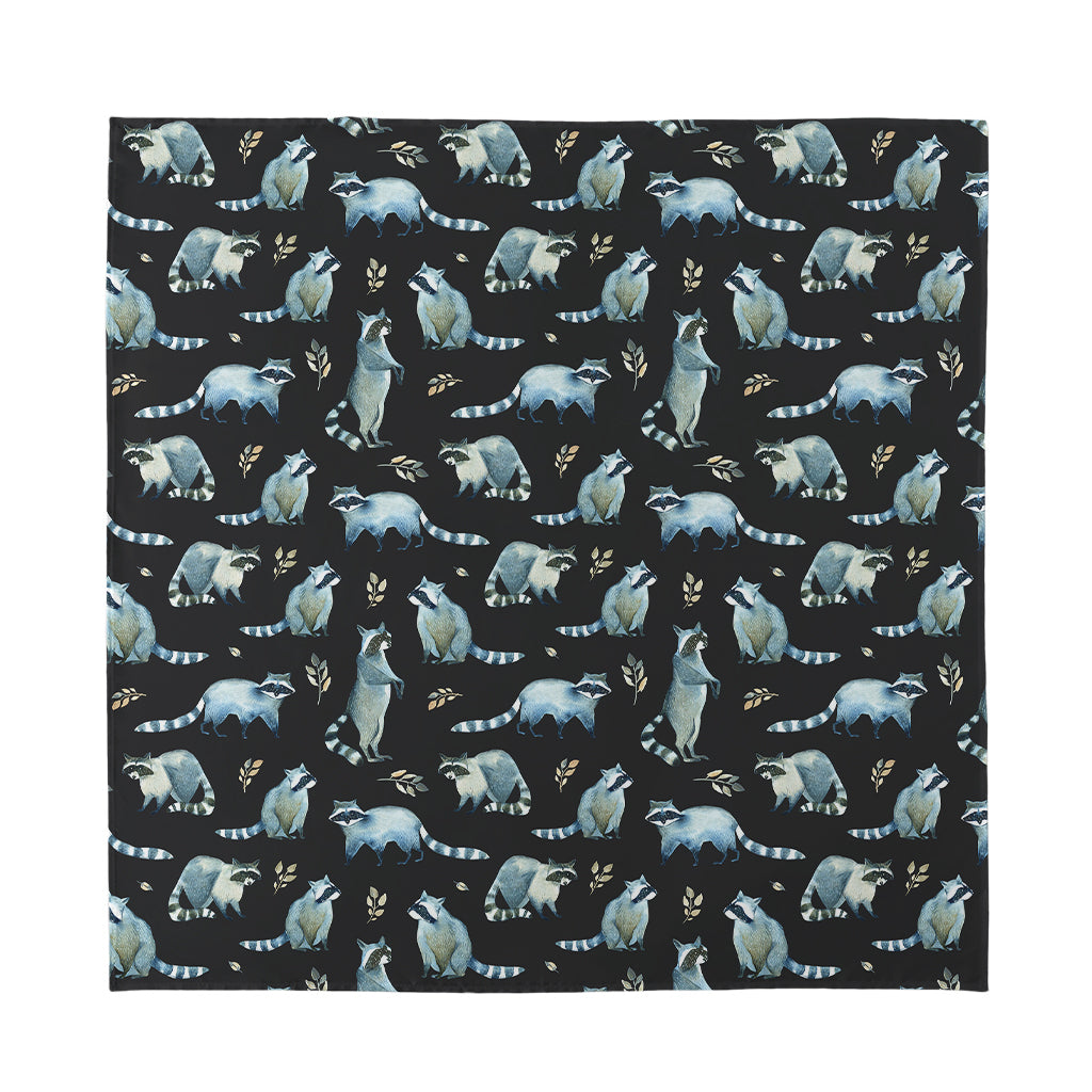 Watercolor Raccoon Pattern Print Silk Bandana