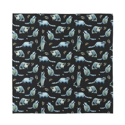 Watercolor Raccoon Pattern Print Silk Bandana