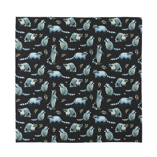 Watercolor Raccoon Pattern Print Silk Bandana