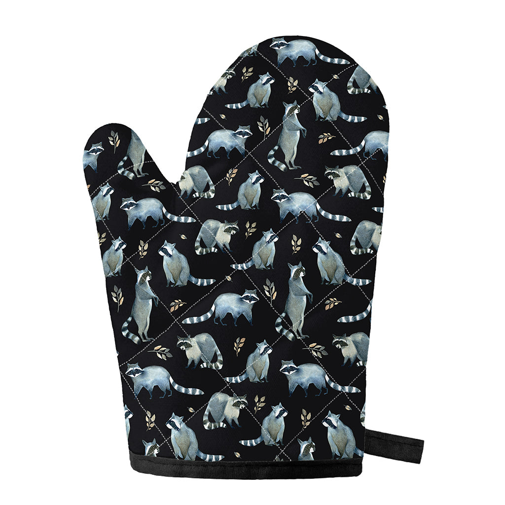 Watercolor Raccoon Pattern Print Single Oven Mitt