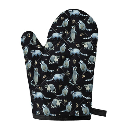 Watercolor Raccoon Pattern Print Single Oven Mitt