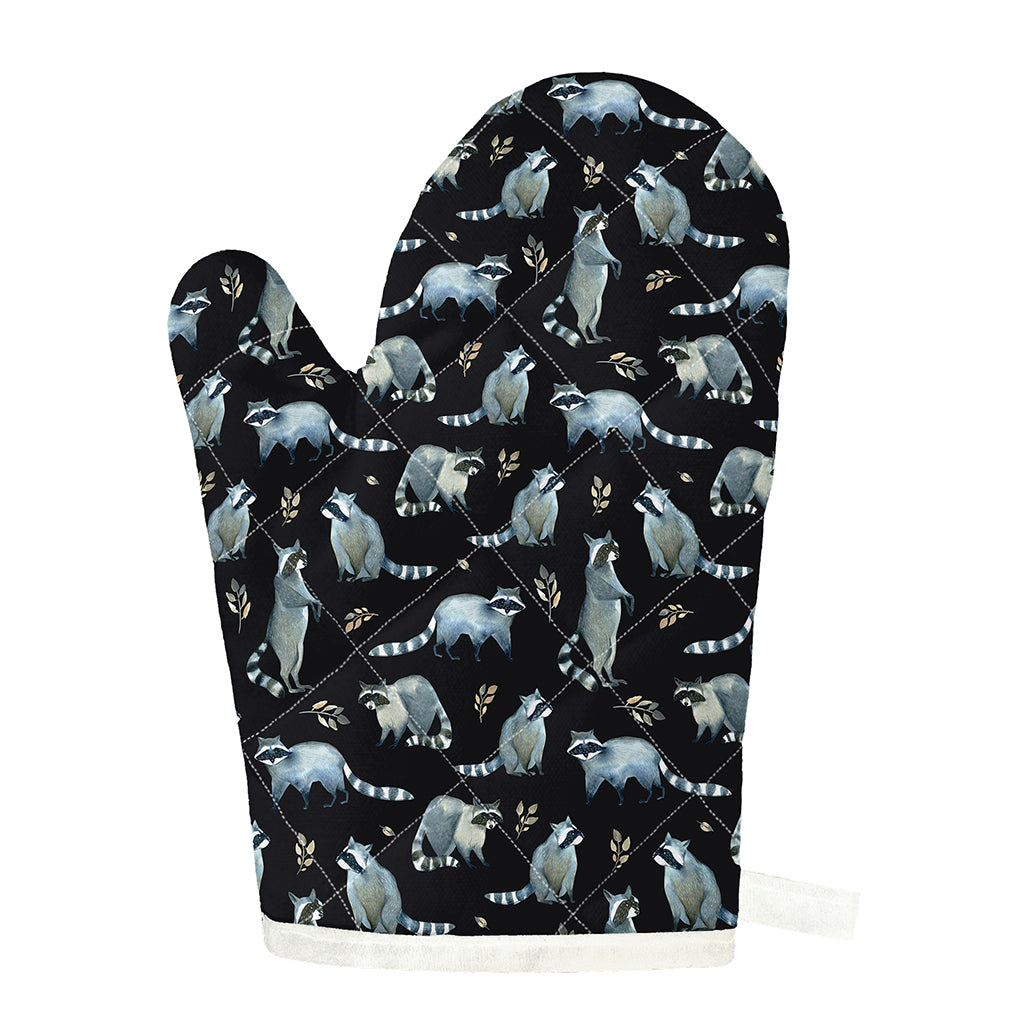 Watercolor Raccoon Pattern Print Single Oven Mitt