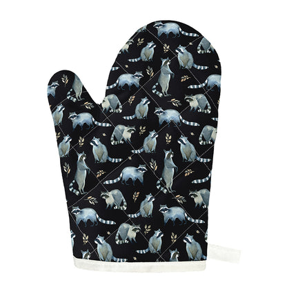Watercolor Raccoon Pattern Print Single Oven Mitt