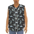 Watercolor Raccoon Pattern Print Sleeveless Baseball Jersey