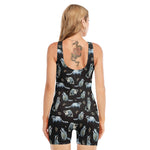 Watercolor Raccoon Pattern Print Sleeveless One Piece Swimsuit