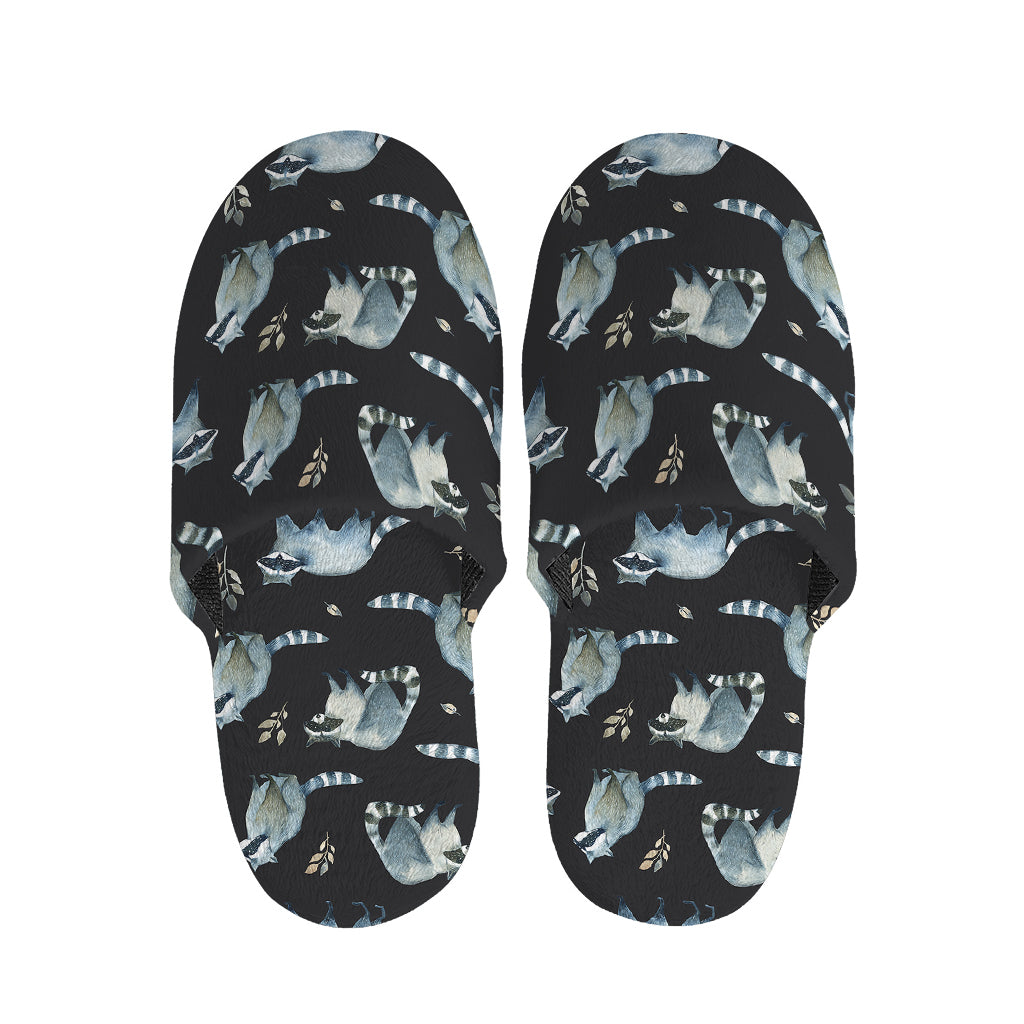 Watercolor Raccoon Pattern Print Slippers
