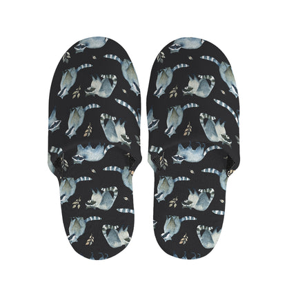 Watercolor Raccoon Pattern Print Slippers