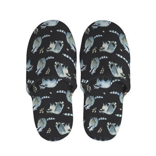 Watercolor Raccoon Pattern Print Slippers