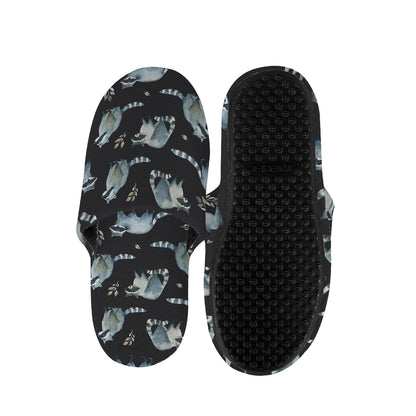 Watercolor Raccoon Pattern Print Slippers