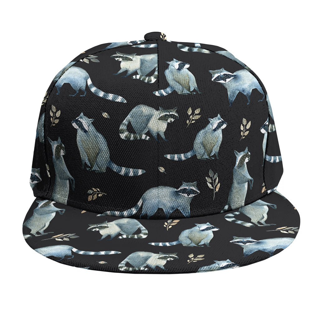 Watercolor Raccoon Pattern Print Snapback Cap