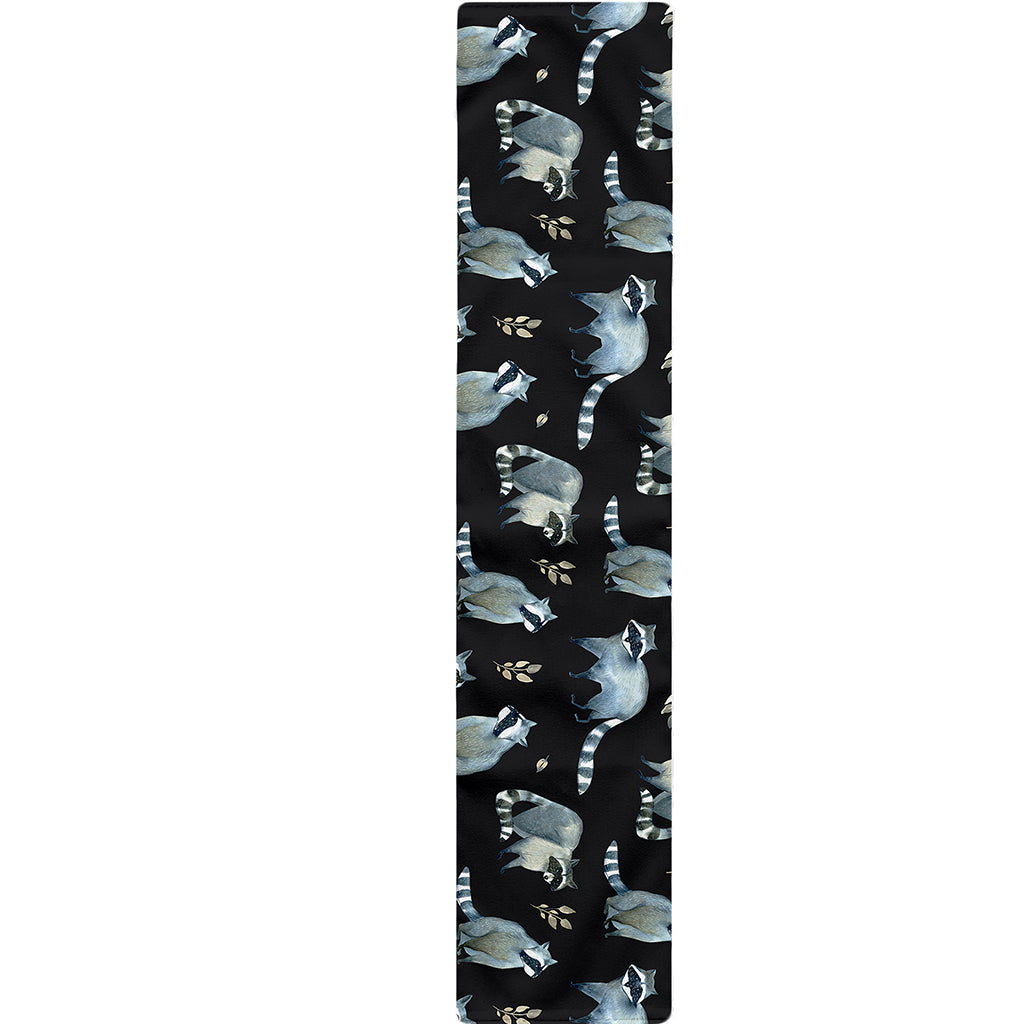 Watercolor Raccoon Pattern Print Table Runner