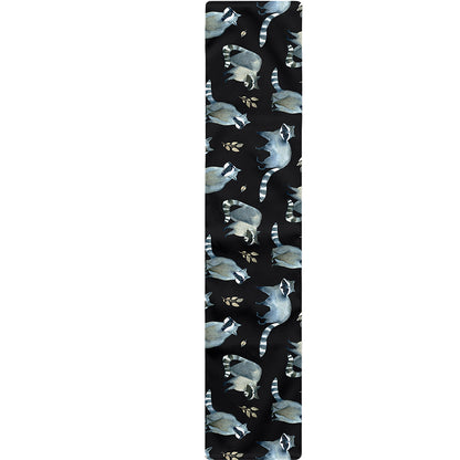 Watercolor Raccoon Pattern Print Table Runner