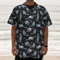 Watercolor Raccoon Pattern Print Textured Short Sleeve Shirt