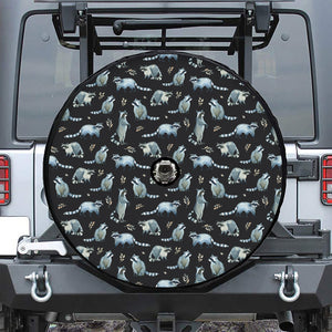 Watercolor Raccoon Pattern Print Tire Cover With Camera Hole