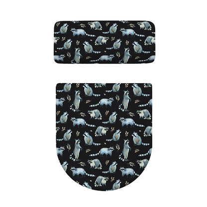 Watercolor Raccoon Pattern Print Toilet Lid And Tank Cover Set