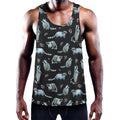 Watercolor Raccoon Pattern Print Men's Workout Tank Top