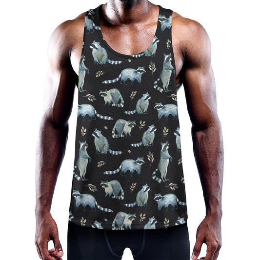 Watercolor Raccoon Pattern Print Training Tank Top