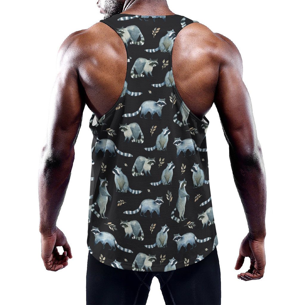 Watercolor Raccoon Pattern Print Training Tank Top