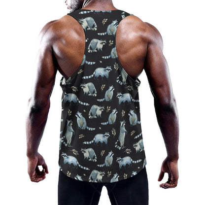 Watercolor Raccoon Pattern Print Training Tank Top