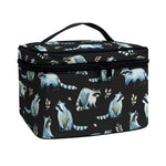 Watercolor Raccoon Pattern Print Travel Makeup Bag