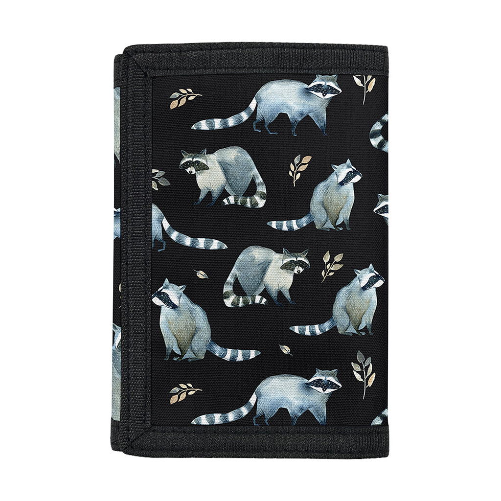 Watercolor Raccoon Pattern Print Trifold Wallet