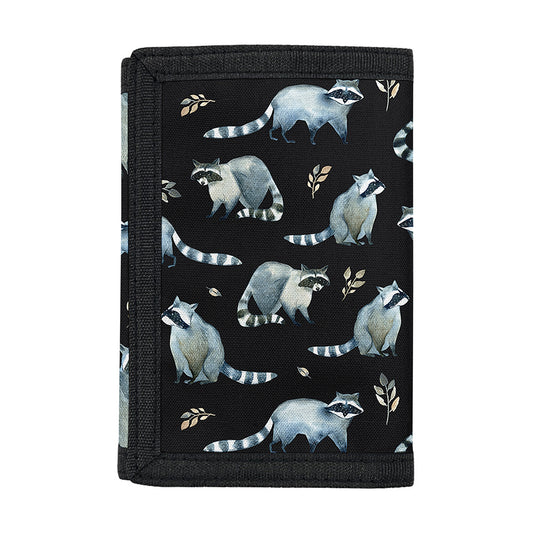 Watercolor Raccoon Pattern Print Trifold Wallet