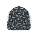 Watercolor Raccoon Pattern Print White Mesh Trucker Hat