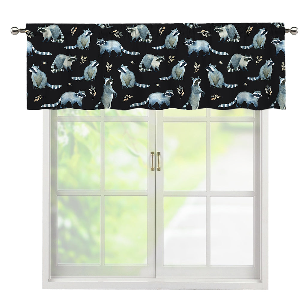 Watercolor Raccoon Pattern Print Window Valance