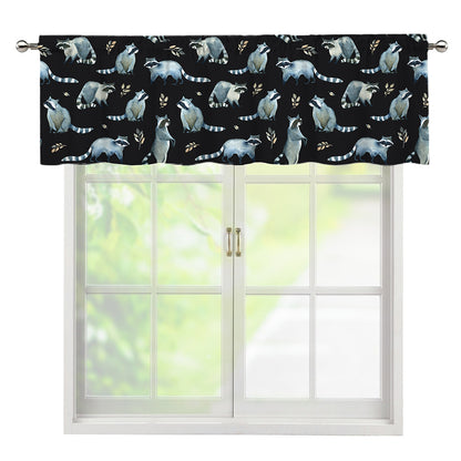 Watercolor Raccoon Pattern Print Window Valance
