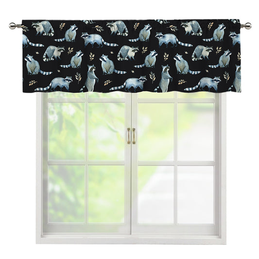 Watercolor Raccoon Pattern Print Window Valance