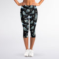 Watercolor Raccoon Pattern Print Women's Capri Leggings