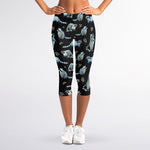 Watercolor Raccoon Pattern Print Women's Capri Leggings