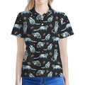 Watercolor Raccoon Pattern Print Women's Polo Shirt