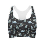 Watercolor Raccoon Pattern Print Women's Sports Bra
