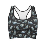 Watercolor Raccoon Pattern Print Women's Sports Bra