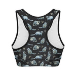 Watercolor Raccoon Pattern Print Women's Sports Bra