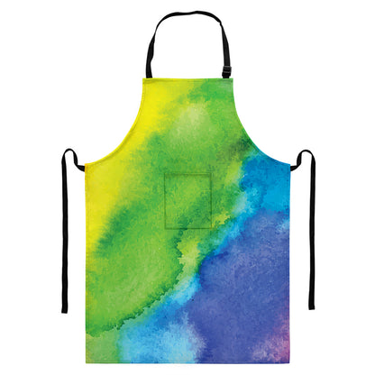 Watercolor Rainbow LGBT Pride Print Bib Apron With Pocket