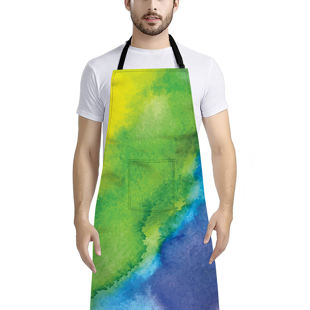Watercolor Rainbow LGBT Pride Print Bib Apron With Pocket