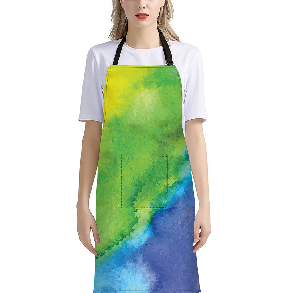 Watercolor Rainbow LGBT Pride Print Bib Apron With Pocket