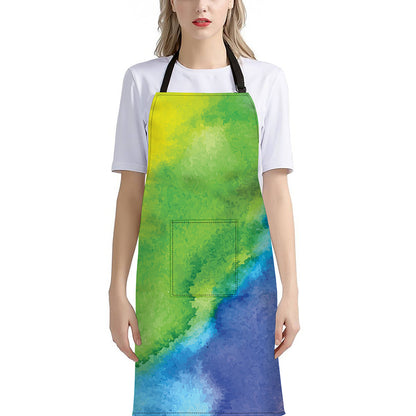 Watercolor Rainbow LGBT Pride Print Bib Apron With Pocket