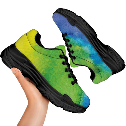 Watercolor Rainbow LGBT Pride Print Black Chunky Shoes