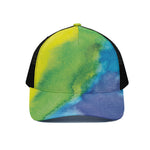 Watercolor Rainbow LGBT Pride Print Black Mesh Trucker Cap