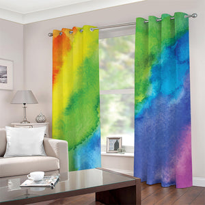 Watercolor Rainbow LGBT Pride Print Blackout Grommet Curtains