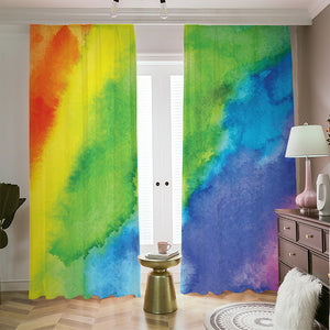 Watercolor Rainbow LGBT Pride Print Blackout Pencil Pleat Curtains