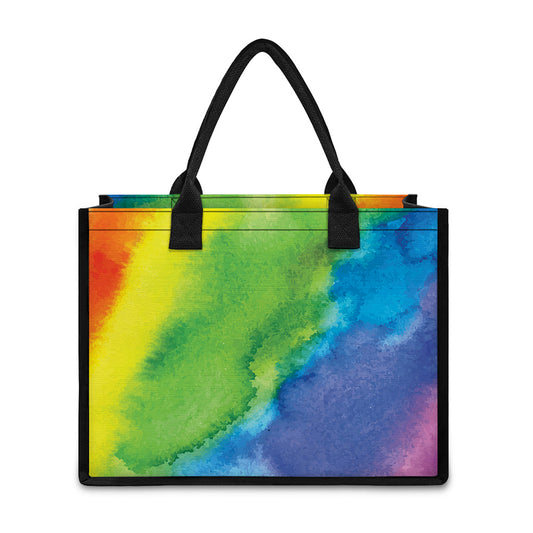 Watercolor Rainbow LGBT Pride Print Canvas Tote Bag