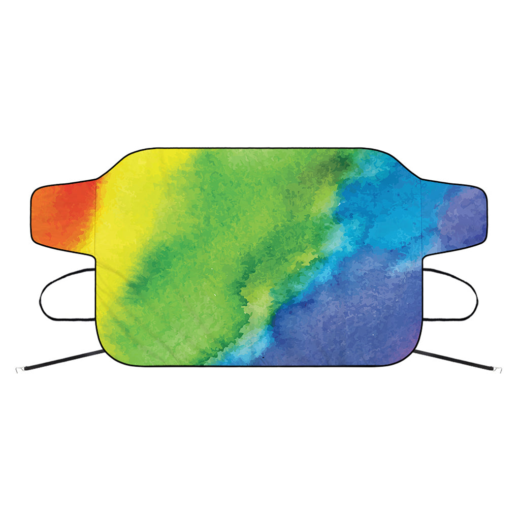 Watercolor Rainbow LGBT Pride Print Car Windshield Snow Cover