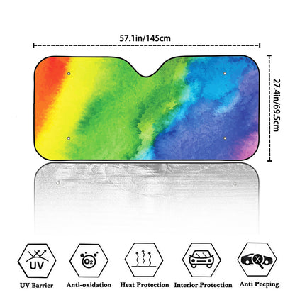 Watercolor Rainbow LGBT Pride Print Car Windshield Sun Shade