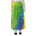Watercolor Rainbow LGBT Pride Print Chiffon Maxi Skirt